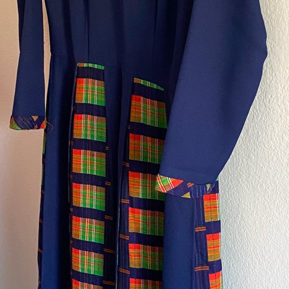 Vintage Festival Blue Plaid Maxi Dress - Picture 8 of 8